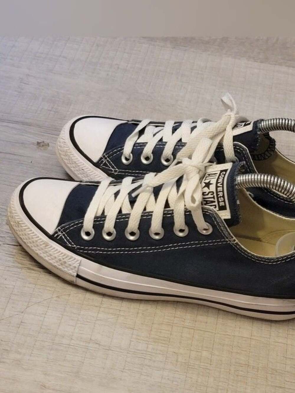 Converse Low Top Sneakers in Navy Blue and White - Picture 4 of 7